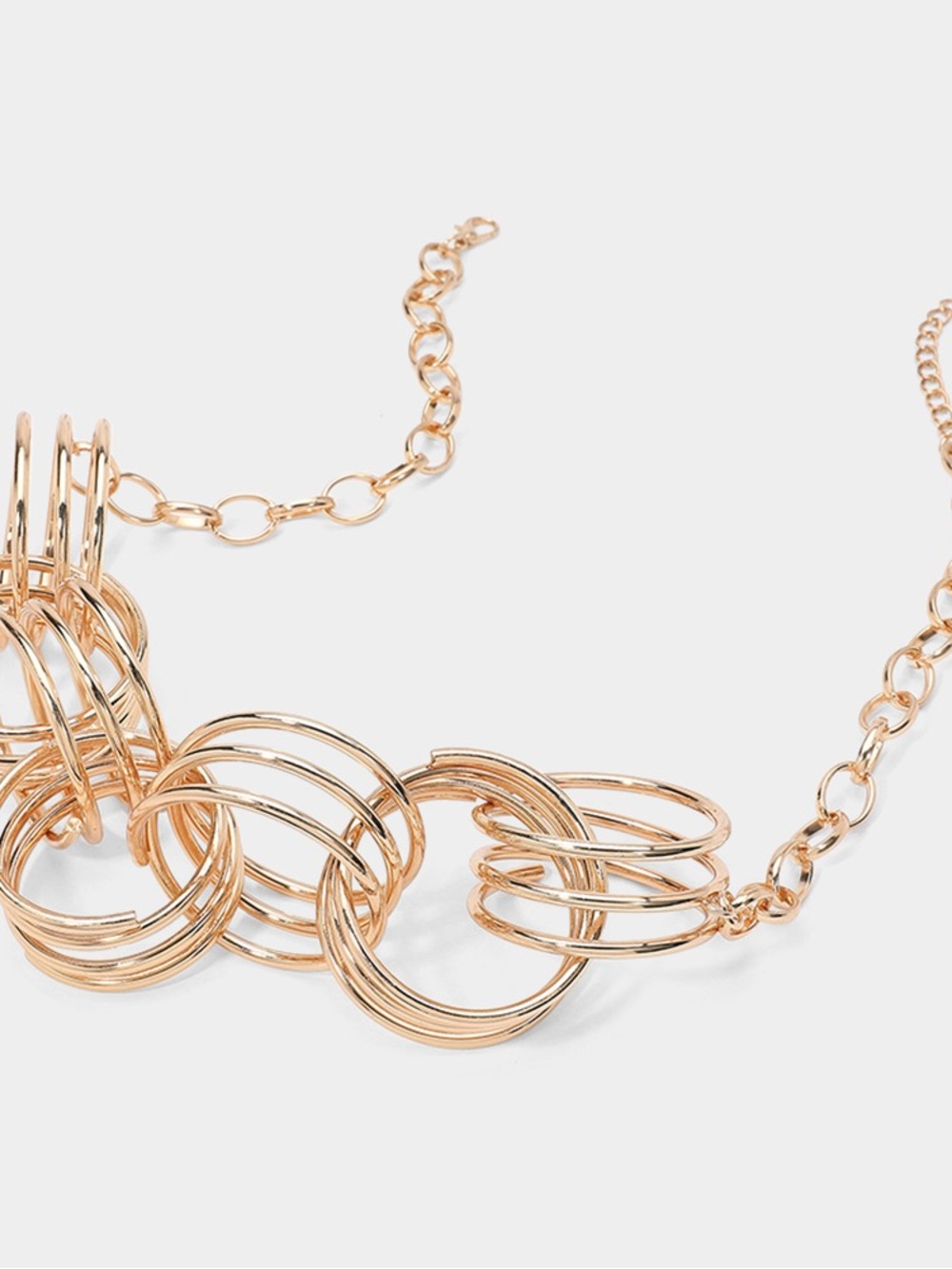 Gold-tone Linked Ring Statement Necklace